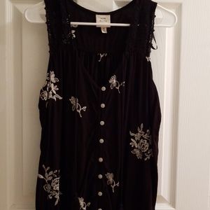 Knox Rose Black Embroidered Blouse XL